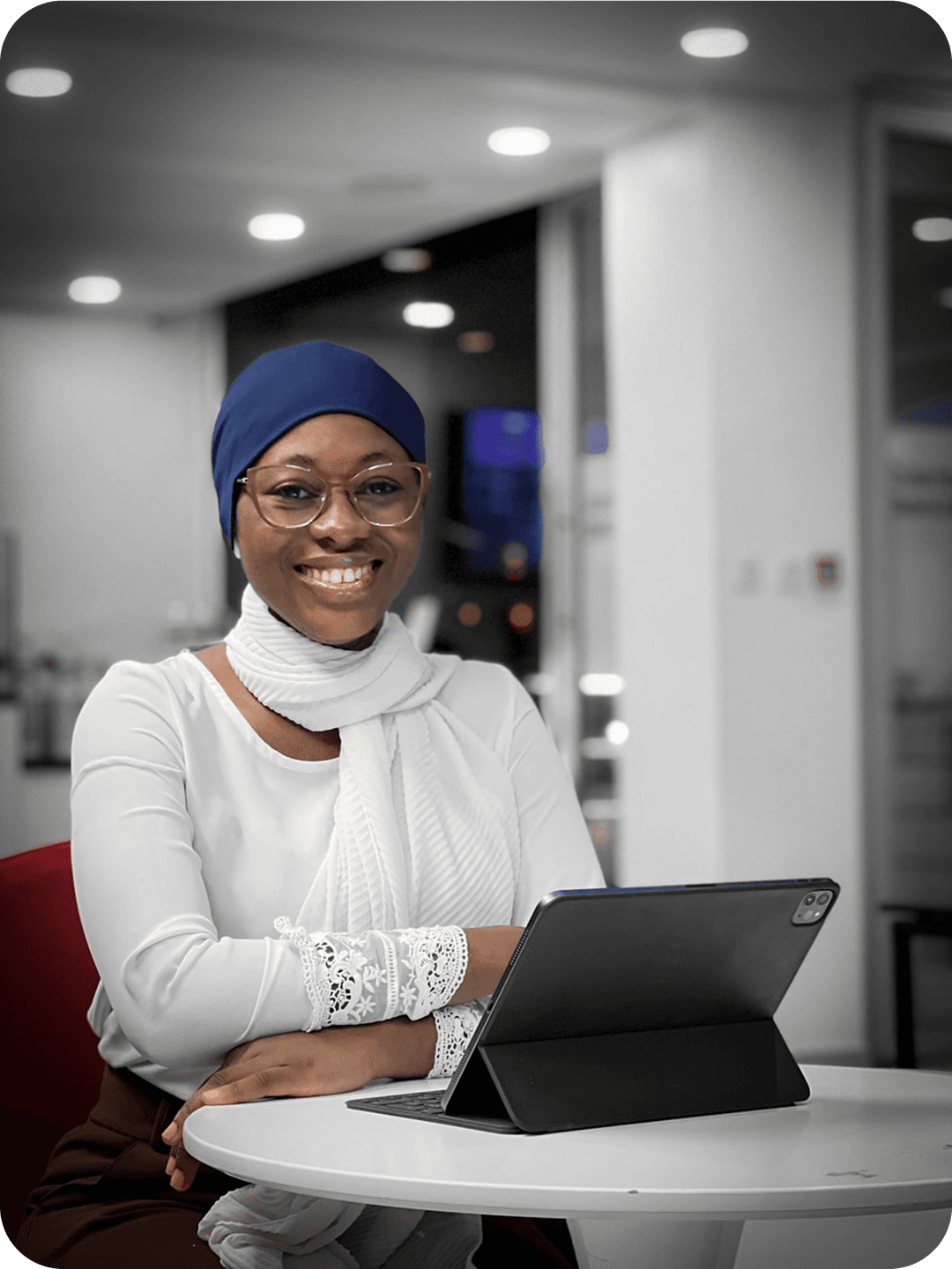 Professional woman using laptop for banking